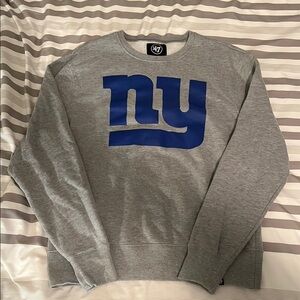 ‘47 Gray New York Giants Crewneck Sweater with Blue Logo
